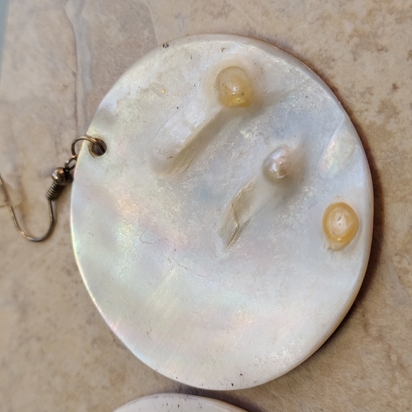 Hand painted Pink Purple sea shell pierced Dangle Earrings - Picture 5 of 14